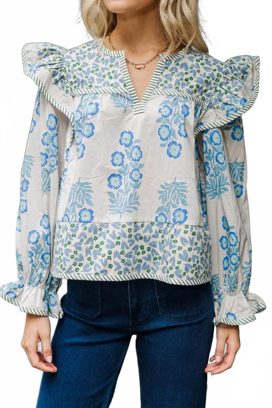 NEW ENTRO women's caroline blouse in white multi